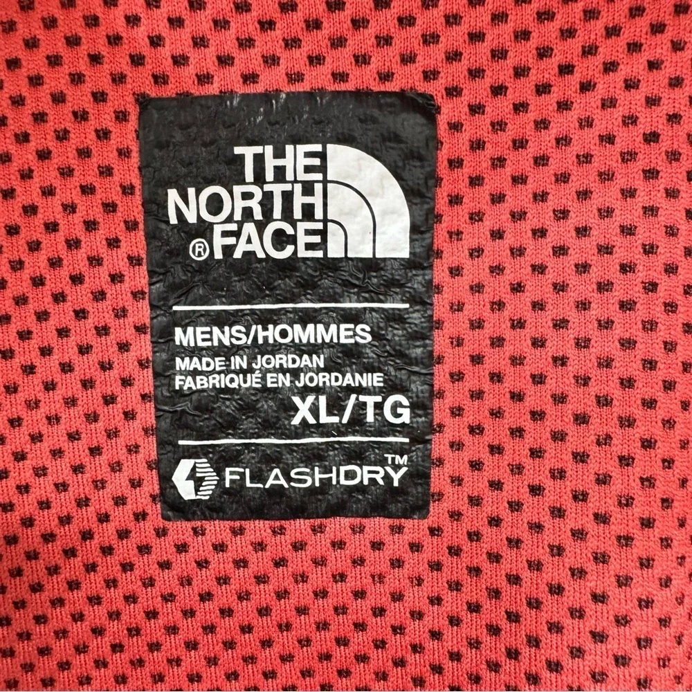 North Face Red Flashdry Short Sleeve Polo Shirt Sz XL textured design
